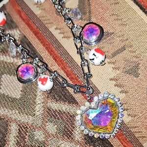 Heart Pendant Necklace with Multicolor Accents